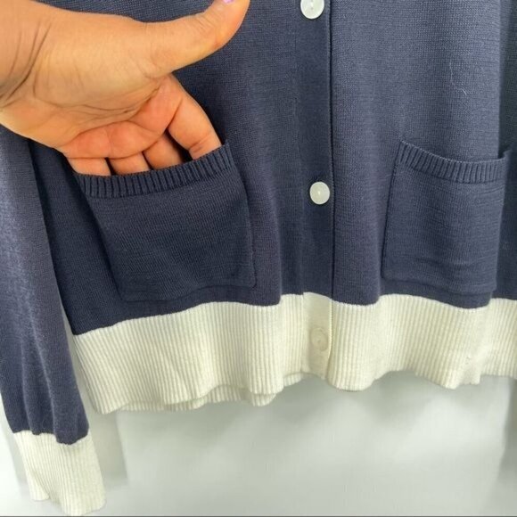 Pendleton blue cream colorblock cardigan M - Picture 4 of 12